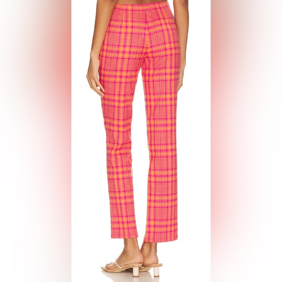 Lovers + Friends Pink & Orange Plaid Rodeo Pants Trousers NWT - Size Small - Picture 2 of 9